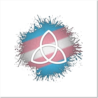 Paint Splatter Transgender Pride Flag Triquetra Symbol Posters and Art